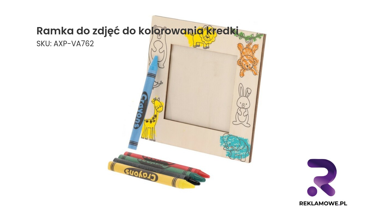 Ramka do zdjęć do kolorowania, kredki Ramka do zdjęć do kolorowania z kredkami